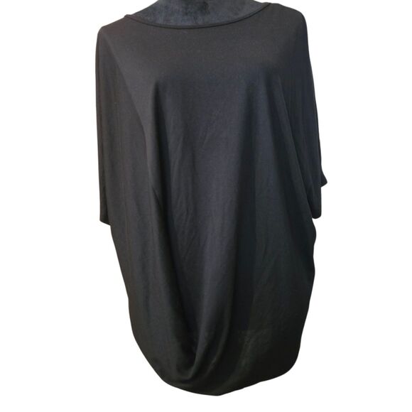 Athleta L T Shirt Dolman Knit Jersey Black Oversized Draped Neutral - Picture 1 of 9